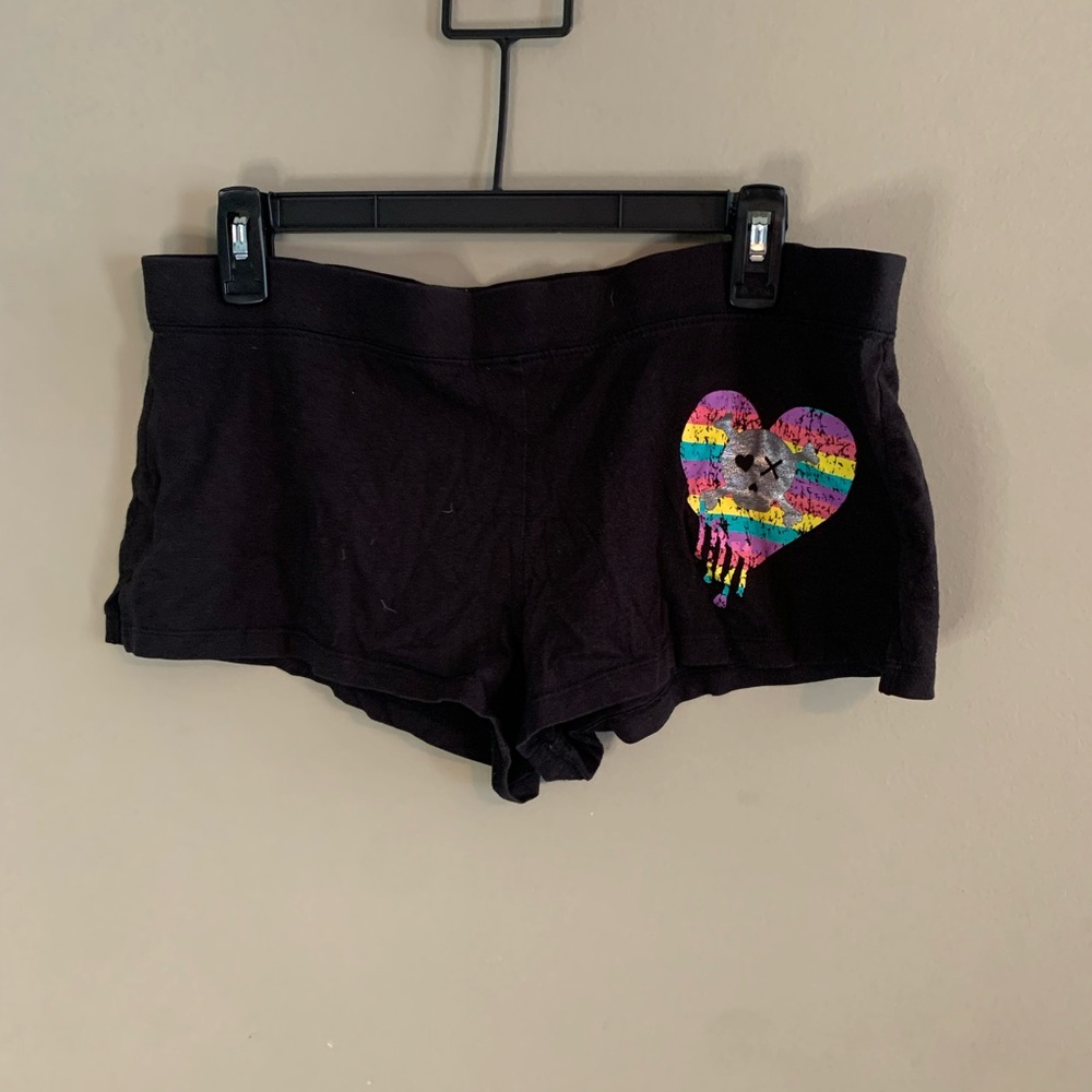Vibrant Heart Black Pajama Shorts